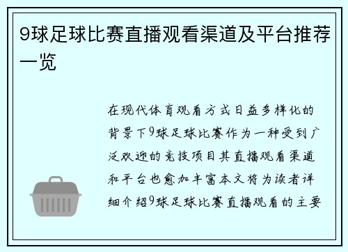 9球足球比赛直播观看渠道及平台推荐一览
